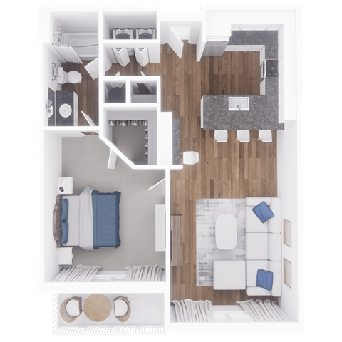 a floor plan of a 1 bedroom apartment